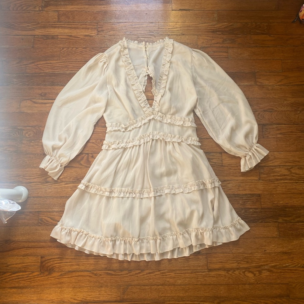 cream cottagecore dress